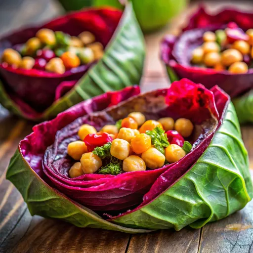 Taco de Couve com Hummus de Beterraba